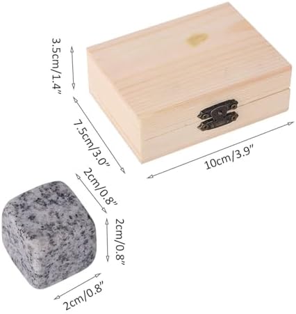 Whiskey Stones Gift Set with 9 Pcs Stones and Box, Reusable Ice Cubes Natural Granite Set Chilling Rocks Stones Beverage Chilling Stones for Drinks Home Bartender Gift for Whiskey Lovers(White)