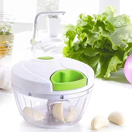Multi-function Hand Held Vegetable Shredder Slicer Cutter Powerful Manual Pulling Food Chopper Cutting Various Foods Nuts Pesto (Green)
