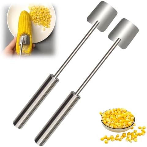 Corn Peeler, 2025 New Corn Cob Peeler, Stainless Steel Long Handle Corn Stripping Tool, Corn Peeler for Corn on the Cob, Corn on the Cob Remover for Home Kitchen, Restaurant, Picnic (2pcs)