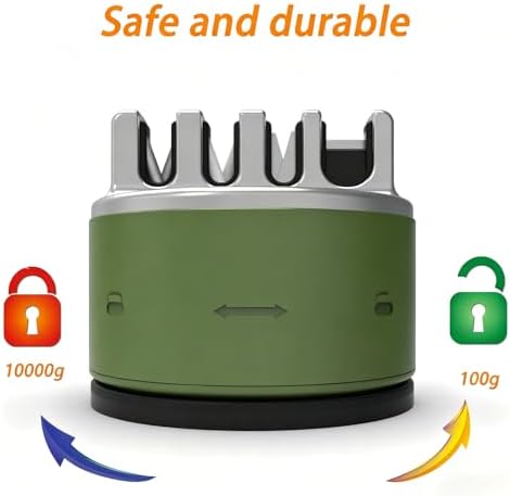 VIRO Compact Suction Kitchen Chef Knife Scissors Sharpener for Straight & Serrated Knives, 4-Stage Knife Sharpening Tool Helps Repair and Restore Blades (Olive Green)
