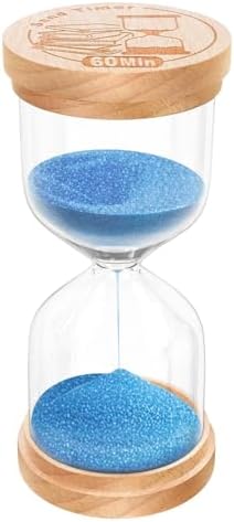 60 Minute Sand Timer Hourglass, Beech Wood Hourglass Sand Clock, Small Blue Wooden 60 Min Hour Glass, 1 HourMinutes Sandglass, Reloj De Arenai, Classroom, Game, Kitchen, Home, Office, Decorative