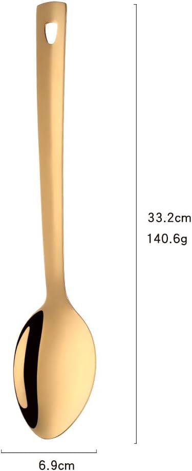 6 Pcs Gold Large Serving Spoon, Stainless Steel Titanium Plated Serving Spoons Set Mirror Finish for Elegant Buffet Banquet Party Holiday Dinner serving, Dishwasher Safe(13 inches/33.2cm)