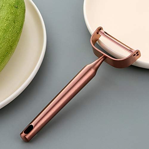 Stainless Steel Vegetable Peeler 2 Pieces, with Potato Eye Remover & Swiveling Twin Blades, Y Shaped Titan Potato Peeler for Fruit & Veggie, Dishwasher Safe - Rosegold