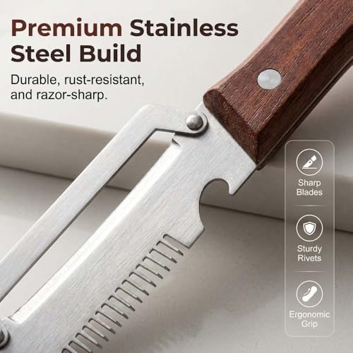 Vegetable Peeler for Kitchen,Multifunctional Stainless Steel Peeler with Wooden Handle and Bottle Opener, 2026 New Kitchen Gadget, Peeler for Fruit, Vegetable, Potatoes, Carrots, Apples (1PC)