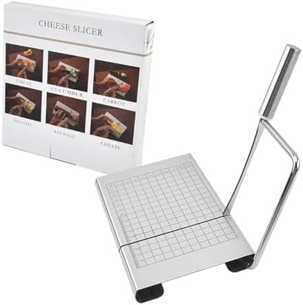 Stainless Steel Cheese Slicer with Measurement Grid Board,metal blade, Professional Cutter for Block Cheese