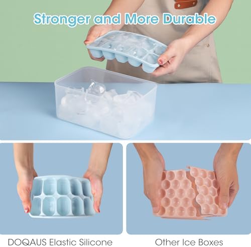 DOQAUS Ice Cube Tray with Lid and Bin,4 Pack Ice Cube Trays for Freezer