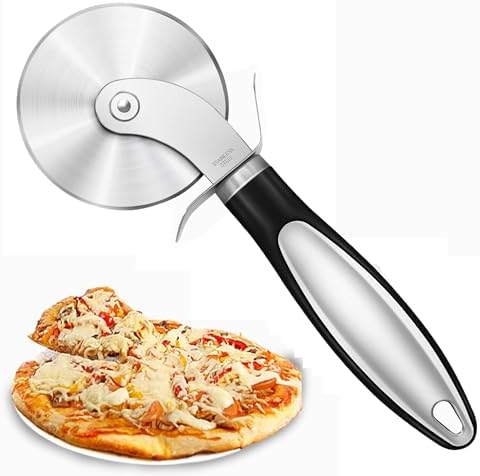Premium Pizza Cutter Wheel - Sharp Stainless Steel Cutting Wheel, Comfort Non Slip Silicone Handle - Multi Use Slicer for Pizza Crust, Dough, Baking Pastry - Dishwasher Safe Easy Clean