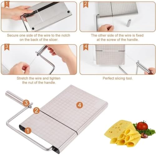 Cheese slicer Stainless steel and 5 replacement wires metal cheese cutter