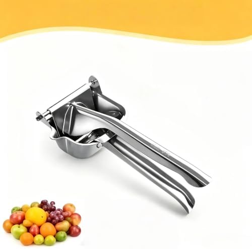 304 Food Grade Stainless Steel Manual Lemon Squeezer, Heavy Duty Hand Press Citrus Juicer Handheld Juice Extractor for Orange Lime Grapefruit Watermelon Grape, Portable Fruit Juice Presser