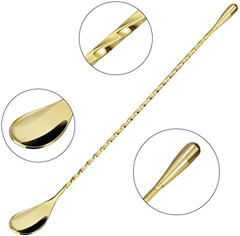 Boao 4 Pcs 12 Inch Stainless Steel Cocktail Spoons, Classic Assortment