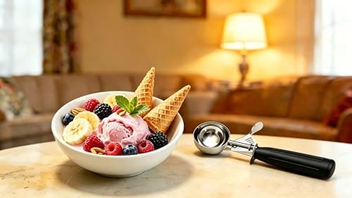 TOPKITCHEN Commercial-Grade Ice Cream Scoop 1 oz, 18/8 Stainless Steel Cookie Scoop with Plastic Handle, Portion Control Disher Scoop for Bakeries,Restaurants & Dessert Shops, #30, Black
