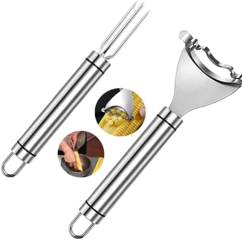 2 Pack Corn Peeler and Holder Set, Corn Stripper for Corn on the Cob