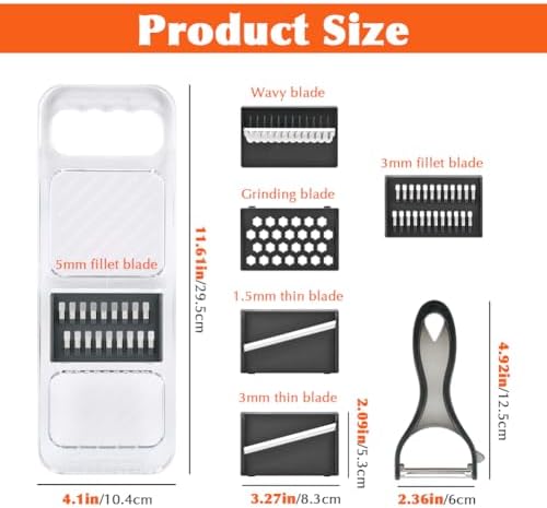 Multifunctional Mandoline Slicer with 6 Interchangeable Blades