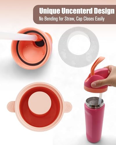 Ice Molds for Owala 24-40oz, Set of 3, Food-Grade Soft Silicone, No White Residue, Easy to Release, Straw Placement Compatible with Owala FreeSip, Keeps Drinks Cold Longer (Pink)