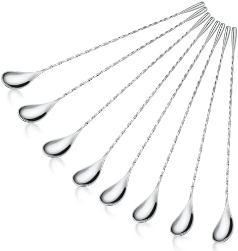 Boao 8 Pcs 12 Inch Stainless Steel Cocktail Spoons, Silver