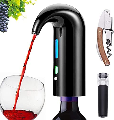 Electric Wine Aerator Pourer - Portable One-Touch Decanter and Dispenser Pump for Red and White Wine, Multi-Smart Automatic Oxidizer With USB Rechargeable Spout