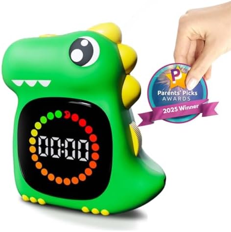 Visual Timer for Kids, Green Dino Kid Timer Clock Potty Training