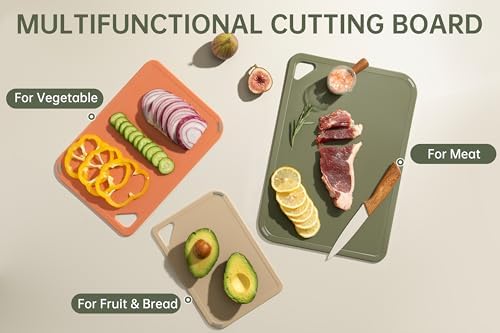 THETCHRY Plastic Cutting Board Set, Cutting Boards for Kitchen BPA Free