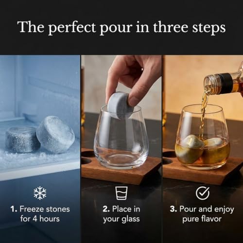 Godinger Whiskey Glasses, Drinking Glasses, Bar Glasses, Wine Glasses, Stemless Glasses, and Chilling Rocks Whiskey Stones Bar Set on Wooden Display Tray