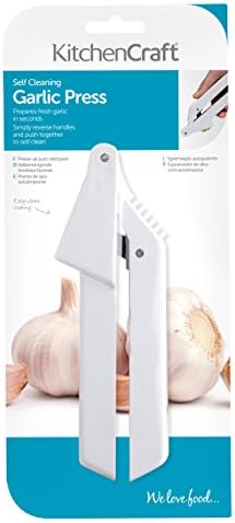 KitchenCraft Garlic Press, Plastic, White, 16 x 4 cm