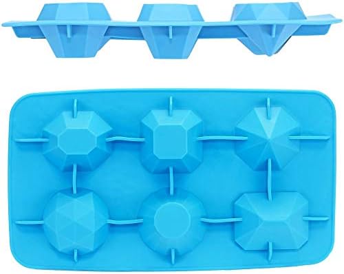 Ice Cube Tray – 2-Pack Blue Jewel Silicone Molds, Fun Shaped Ice Cubes for Parties and Drinks