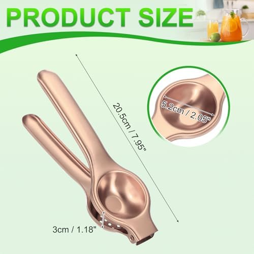 uxcell Metal Lemon Squeezer, Stainless Steel Citrus Fruit Juicer Handheld Lemon Juicer Squeezer Manual Press Professional Hand Kitchen Tool for Lemon Citrus Juicing, Rose Gold