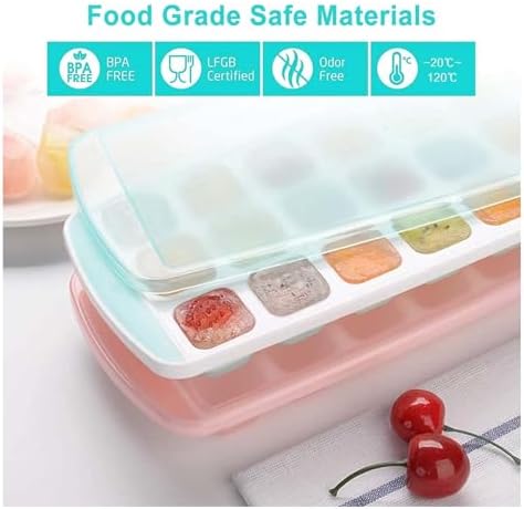 Small Ice Cube Trays with Lid,Mini Ice Cube Trays for Freezer 3 Pack