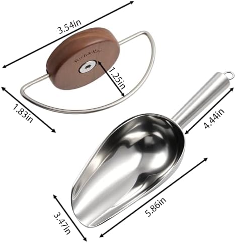 Rich&Ray 9oz Stainless Steel Ice Scoop with Walnut Wood Holder