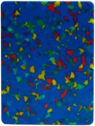 Core Kitchen Rainbow Confetti on Blue 6 x 8 Inch Recycled Plastic Charcuterie Platter Chopping Cutting Board with Non-Slip Footing, Kitchen Display Tray, 46371