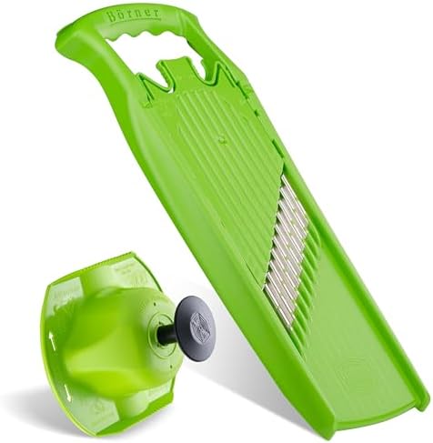 Börner by Reston Lloyd Wave-Waffle Power Line • Crinkle Cut/Spirelli Vegetable Slicer & Food Safety Holder • Slicer for Wave Waffle Cut Style • Multiple Thickness Options • Made in Germany, Green