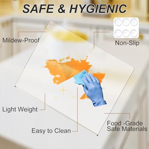 JJL Acrylic Cutting Board with Counter Lip, Anti-Slip, 30 x 20 Inches, Clear – Perfect for Cutting Bread, Meat, and Vegetables, Ideal Choice for Kitchen Countertop Décor