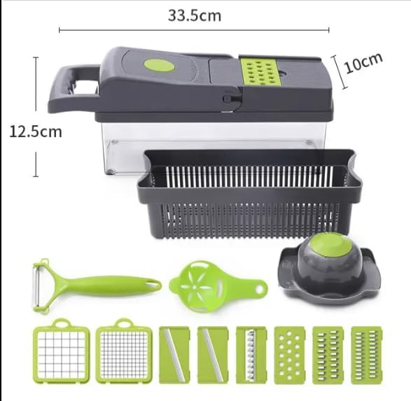 Pro Vegetable Chopper with 8 Blades:Mandoline Onion , Egg Separator Cutter,Food Slicer with Container for Kitchen