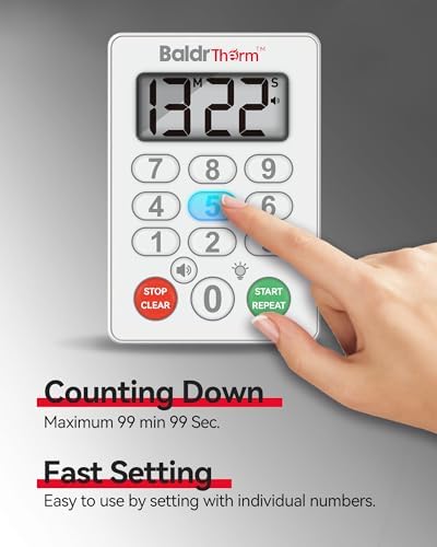 Digital Kitchen Timer, Waterproof Magnetic Countdown Timer with Alarm