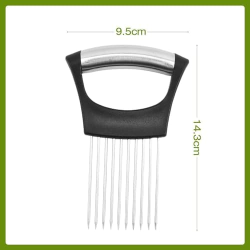 Onion Holder for Slicing, 2025 New Stainless Steel Onion Slice Holder Lemon Slicer Vegetable Cutter, Kitchen Gadgets Chopper Slicing Assistant Tool for Meat, Onion, Tomato, Potato (3 Pcs)