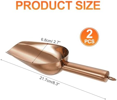 uxcell 2pcs Metal Ice Scoop, 8.3 inch Stainless Steel Ice Scooper for Kitchen Party Bar Wedding Use, Rose Gold