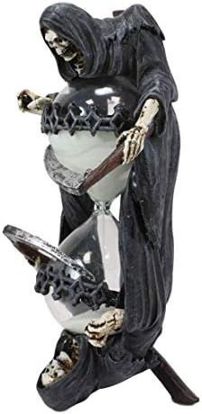 Ebros Gift 7.75" Tall Soul Harvester Time Waits for No Man Gothic Grim Reaper with Scythe Sand Timer Statue by Anne Stokes Macabre Ossuary Hell Skeletons Sandtimer Desktop Shelf Decorative Figurine