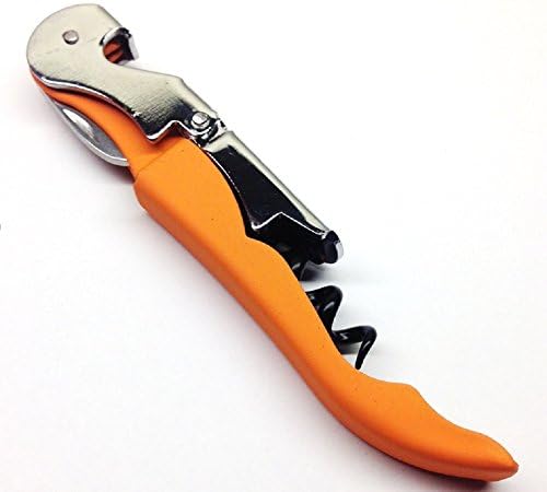Soft Velvet Touch Waiters Double Hinge Corkscrew Wine Key Bottle Opener (Orange)
