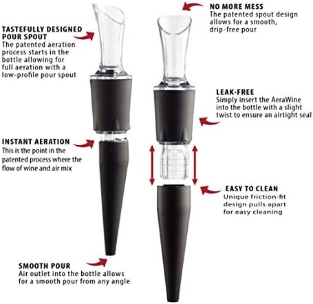 2-Pack -100% MADE IN THE USA - Drip-Free WINE POURER with Patented TILT AERATION CONTROL