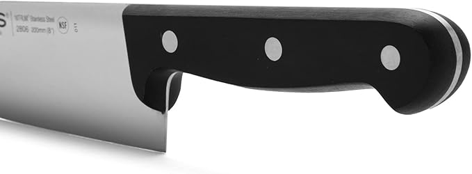 Arcos Chef Knife 8 Inch Stainless Steel. Cooking Knife to Cut Meat, Fish, Poultry, Fruit and Vegetables. Ergonomic Polyoxymethylene Handle and 200mm Blade. Series Universal. Color Black