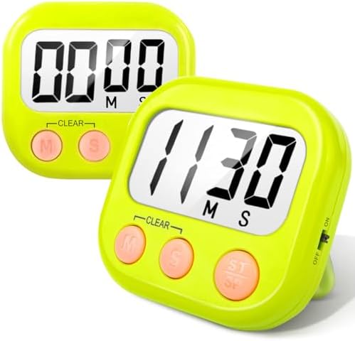 AOUCE Digital Kitchen Timers for Cooking, Timer for Kids 2 Pack Green