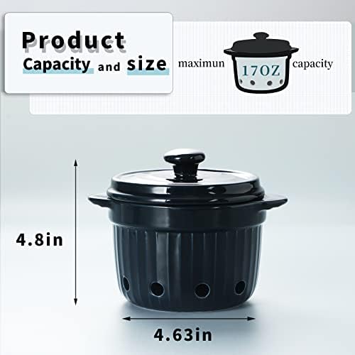 Ceramic Garlic Keeper with Lid, (Navy)