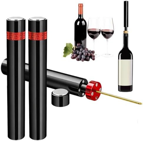 Air Pump Wine Bottle Opener, Air Pressure Pump Wine Bottle Opener with 4 Silicone Wine Stopper, Needle Type Wines Cork Opener Travel Portable Pocket Corkscrew Bottles Opener for Party (Red*2)