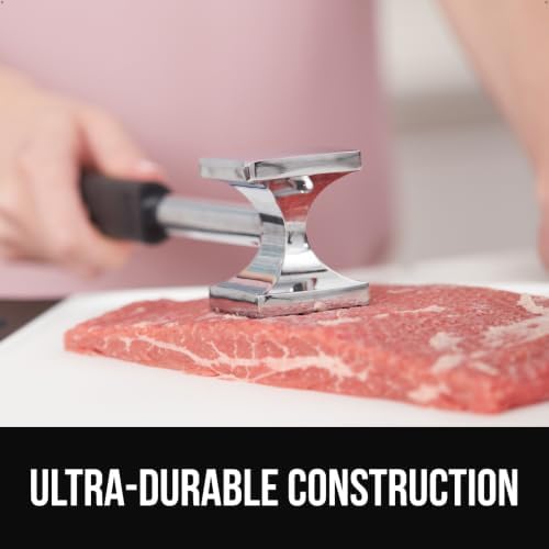 GORILLA GRIP Patented BPA-Free Dual-Sided Meat Tenderizer Mallet, Red