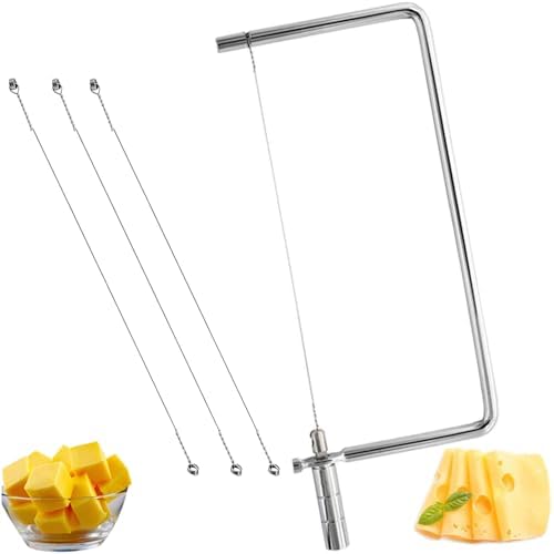 Cheese Cutter Board Accessories Kitchen Knife Marble Block Cheese Slicer Stainless Steel Components DIY for Making Giftable Cheese Cutting Boards with Hardware Cheese Slicer Kit,(1Slicer+4Wires)7inch