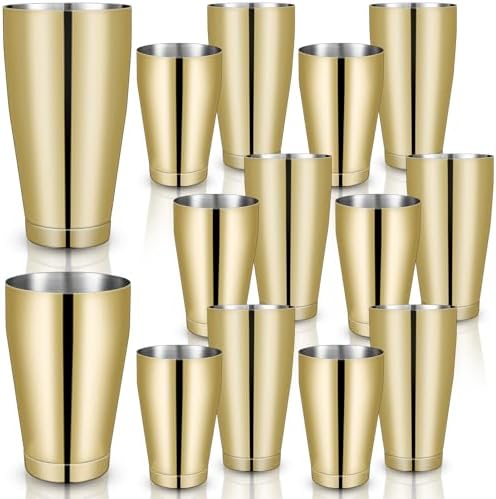 Sabary 12 Pcs Shakers Bartending Boston Cocktail Shaker, Gold