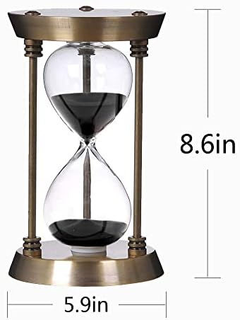 AKAKA MUNING 60 Minute Hourglass Sand Timer Metal Frame Bronze, Black Sand