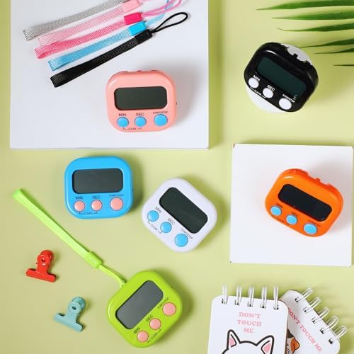 Weewooday 6 Pcs Digital Kitchen Timer Magnetic LCD Alarm, Colorful