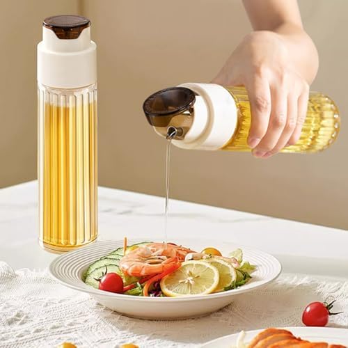 Limso Glass Olive Oil Bottle Dispenser, 17oz / 500ml Oil and Vinegar Dispenser, Automatic Opening and Closing of Bottle Caps (Grey)