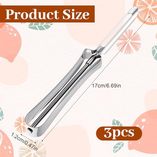 Yuanchu 3 Pack Stainless Steel Kitchen Vegetable Peelers, Ergonomic Rotary Peeler for Carrot Potato Fruit Dishwasher Safe Kitchen Tool