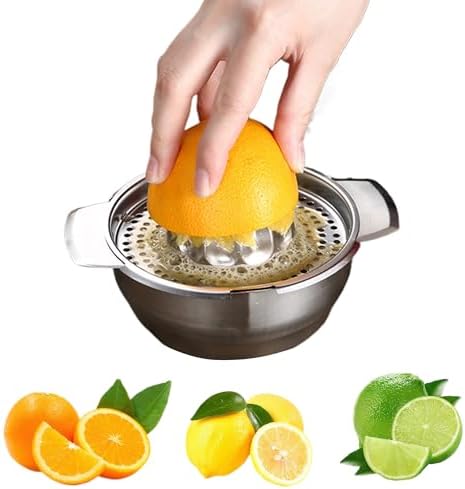 Orange Juicer Squeezer : Small Manual Lemon Squeezer for Home Use,Mini Orange Citrus Juicer with Fruit Pulp Filter Screen and Stainless Steel Bowl